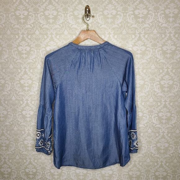 Altar'd State Size Small Blue Embroidered Longsleeve Top - Picture 4 of 12